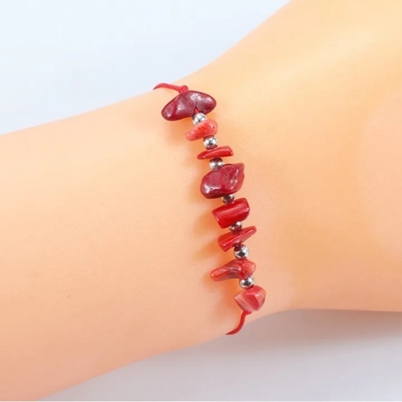 Chic Silver and Red Crystal Adjustable Bracelet - Picture 1 of 4